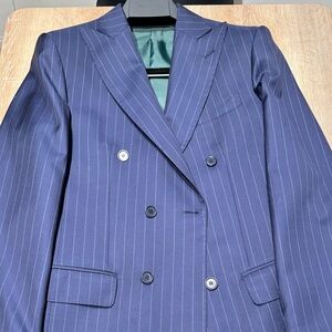 Navy Striped Suit -Italian Custom DB- 38R (Reda)